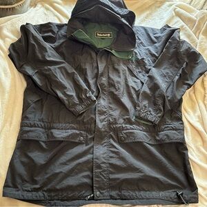 Timberland Men Nylon Hooded Jacket Xl Black And Green